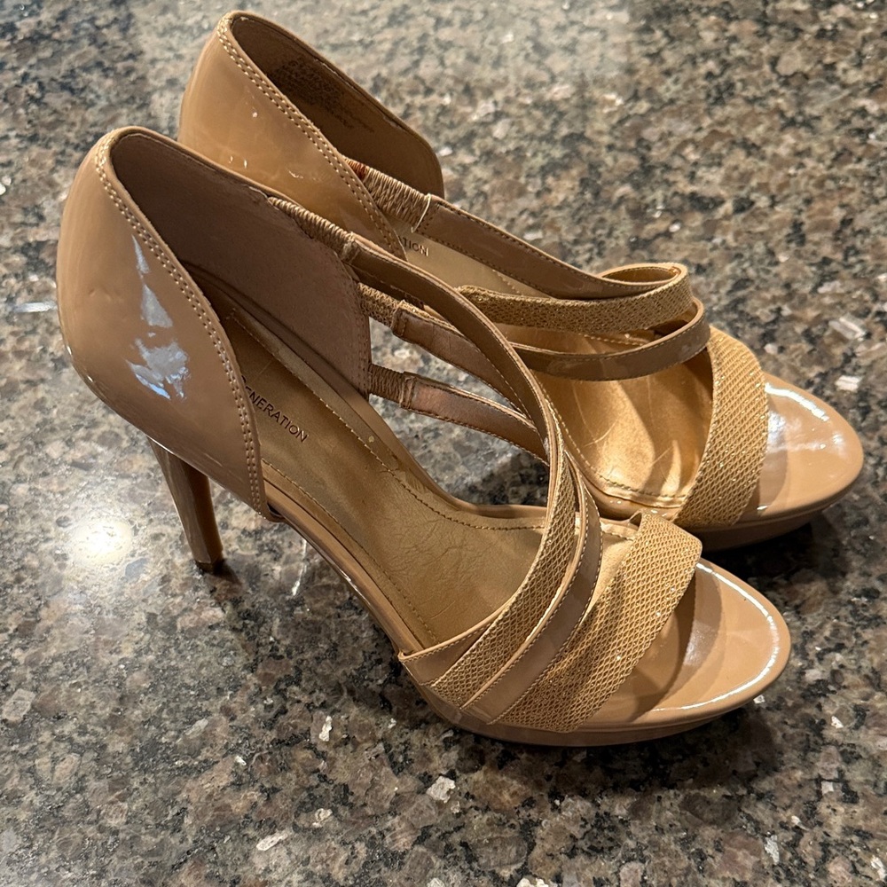 BCBGeneration Strappy Nude Heels